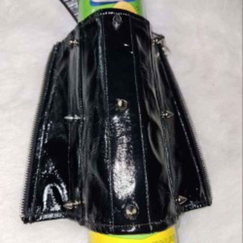 NWT L/XL LIP SERVICE MENS BLACK PVC W/SPIKES GAUNTLET/ARMBAND - Picture 7 of 14